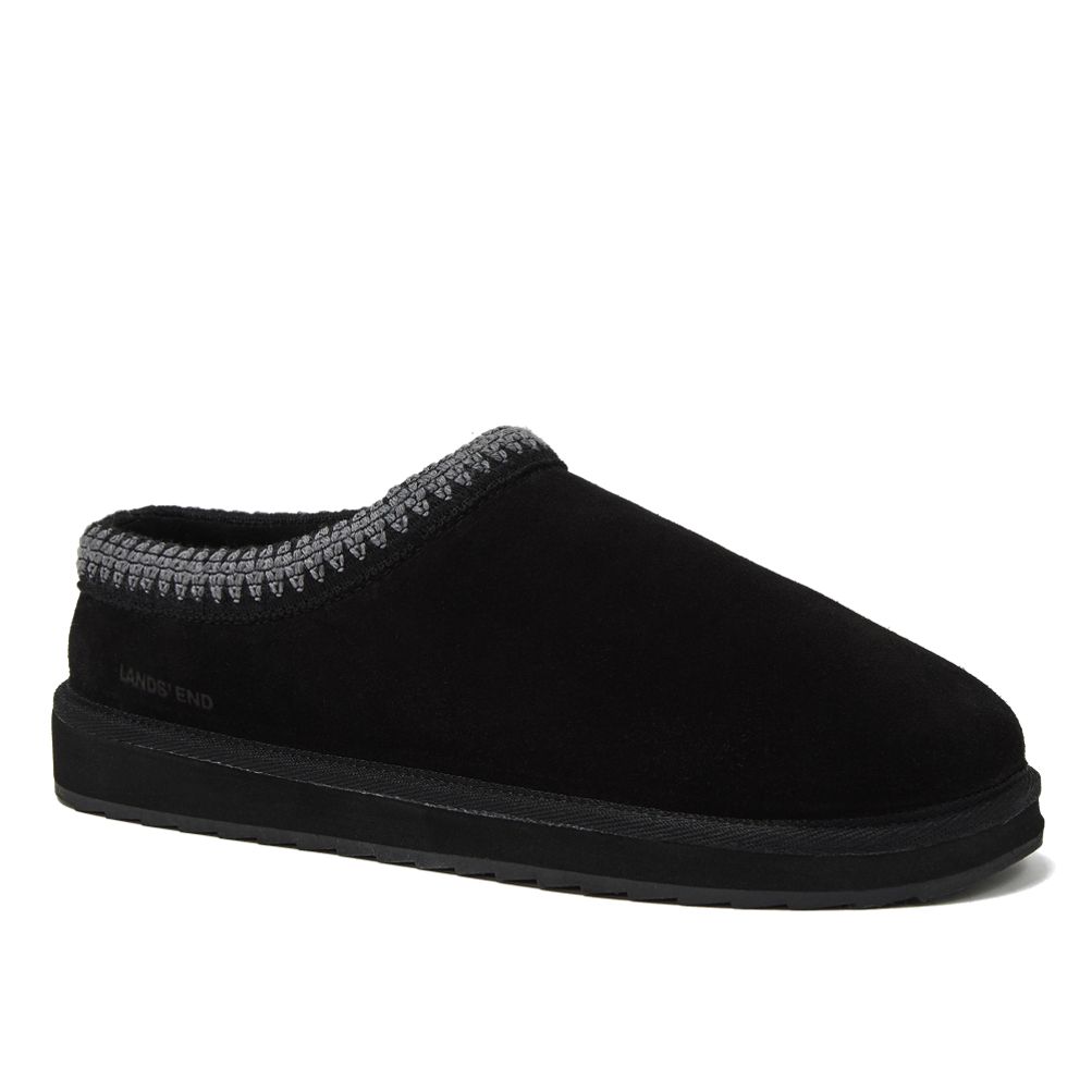 Lands\' End Charcoal Men\'s Suede Moccasin Slippers Size 9 s-l400.jpg main image 4