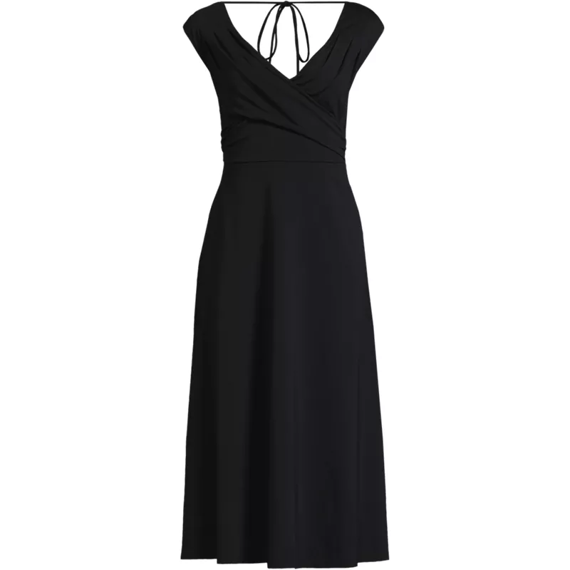 Women's Plus Size Cotton Modal Off the Shoulder Wrap Midi Dress, Front