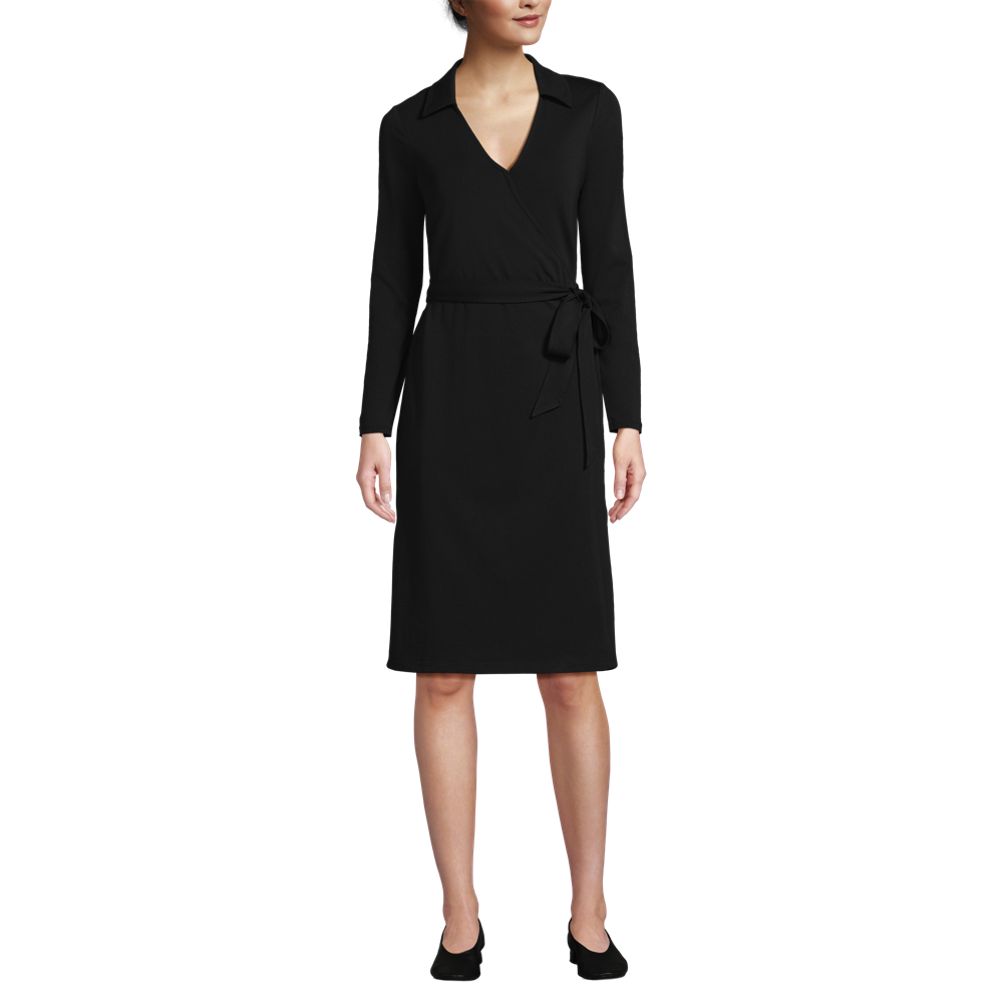 Women's Cotton Modal Collared Wrap Dress | Lands' End
