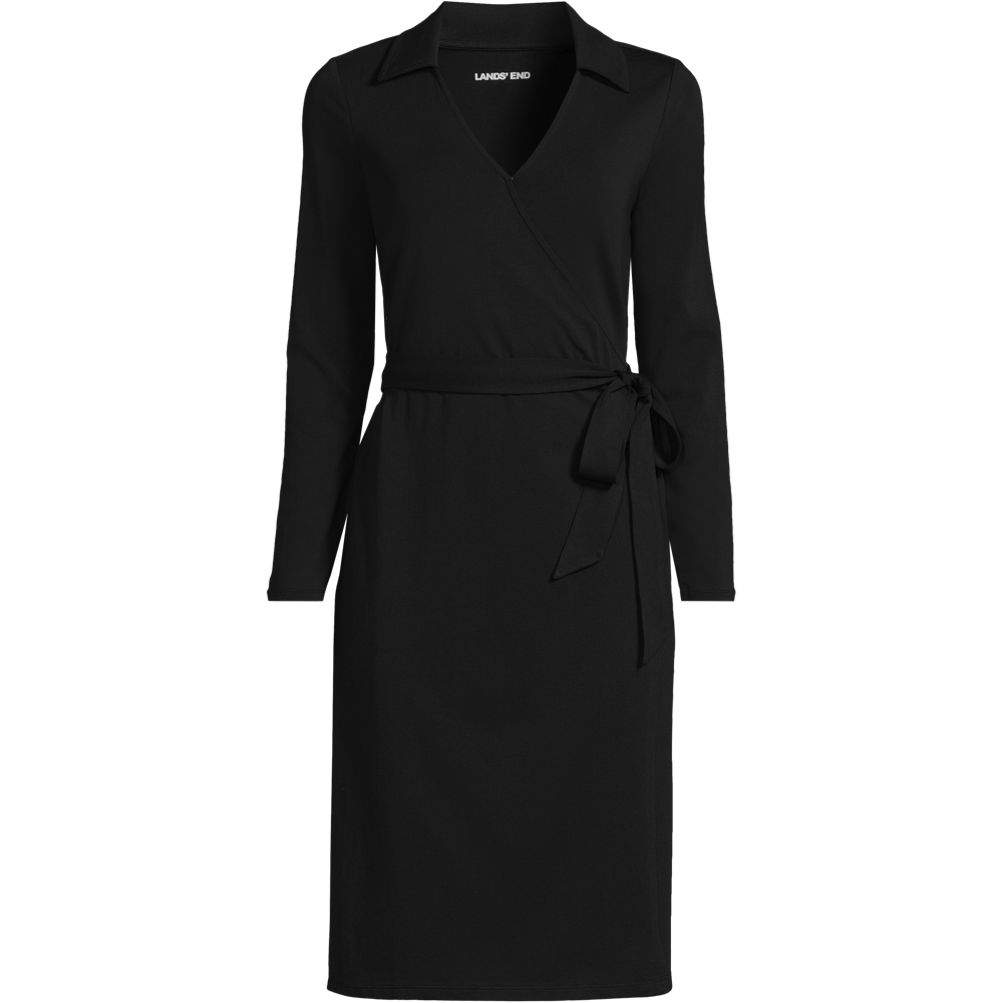 Women's Cotton Modal Collared Wrap Dress | Lands' End