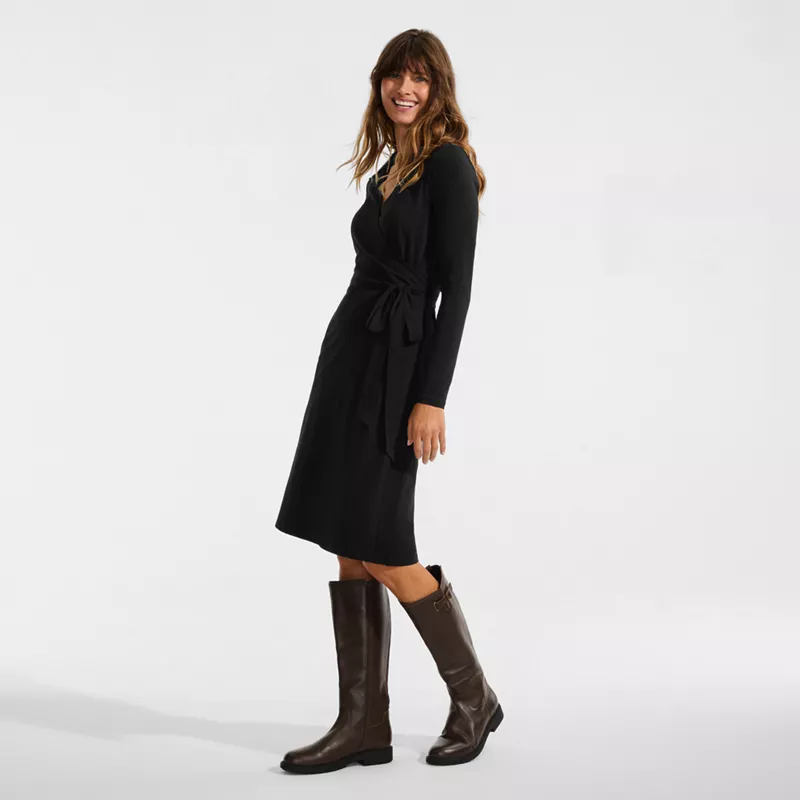 Women's Cotton Modal Collared Wrap Dress, alternative image