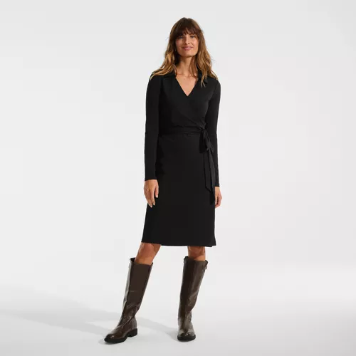 Women's Cotton Modal Collared Wrap Dress