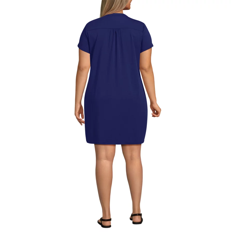 Women's Cotton Modal Pintuck Short Sleeve Dress