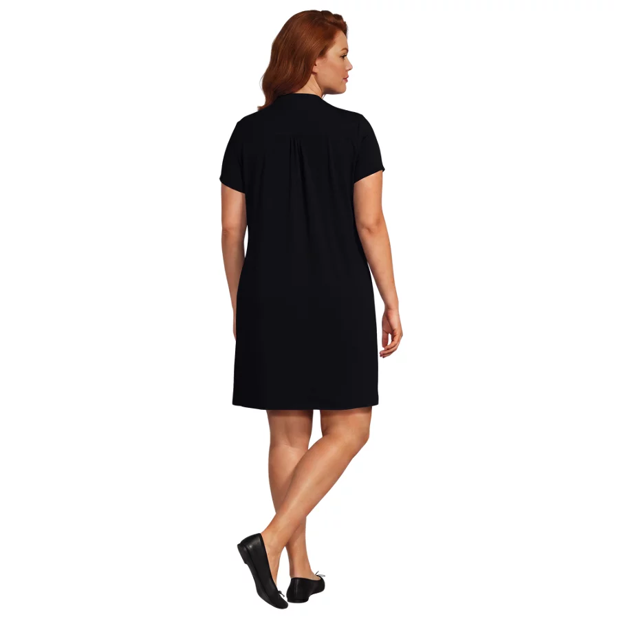Women's Cotton Modal Pintuck Short Sleeve Dress view 4