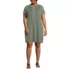 Women's Plus Size Cotton Modal Pintuck Short Sleeve Dress, Front