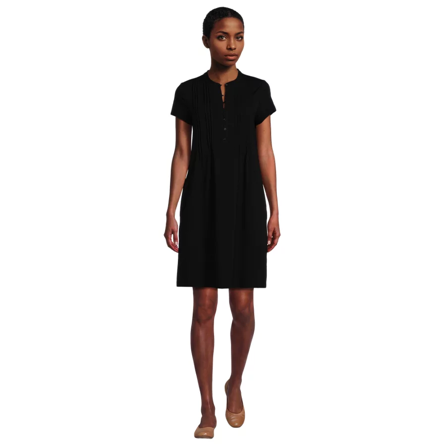 Women's Cotton Modal Pintuck Short Sleeve Dress view 2