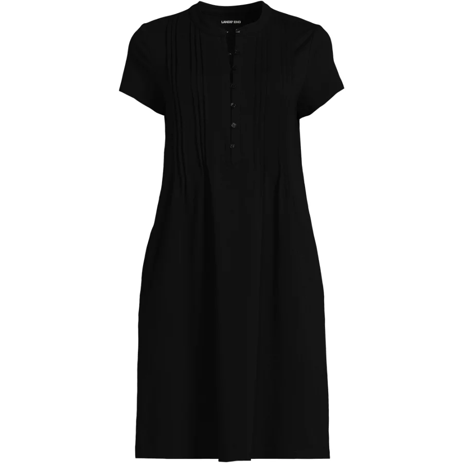 Women's Cotton Modal Pintuck Short Sleeve Dress view 3