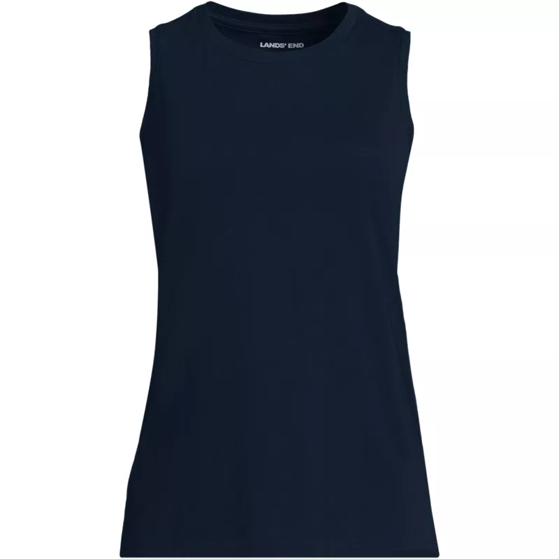 Women's Petite Supima Cotton Crew Neck Tank, Front
