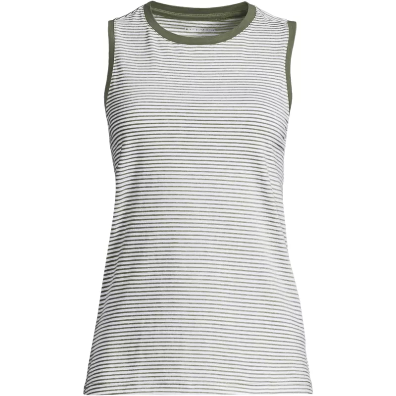 Women's Petite Supima Cotton Crew Neck Tank, Front