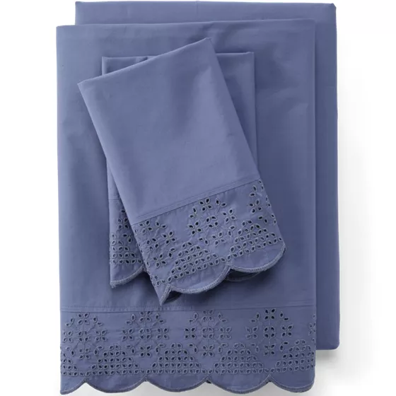 300 Thread Count Cotton Percale Eyelet Bed Sheets - primary