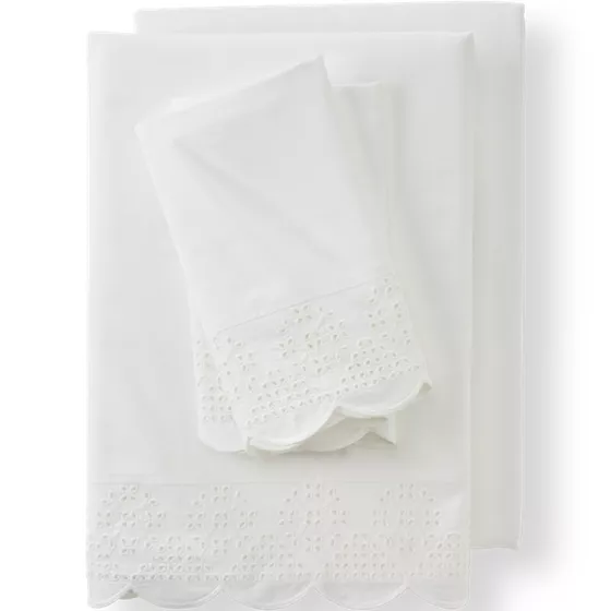 300 Thread Count Cotton Percale Eyelet Bed Sheets - primary