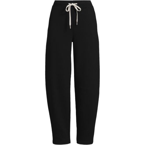 Barrel Leg Serious Sweats Joggers, Women, size: M, regular, Black, Cotton-blend/Poly-blend, by Lands' End