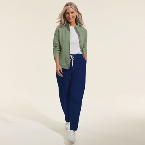 Barrel Leg Serious Sweats Joggers, Women, size: M, regular, Blue, Cotton-blend/Poly-blend, by Lands' End
