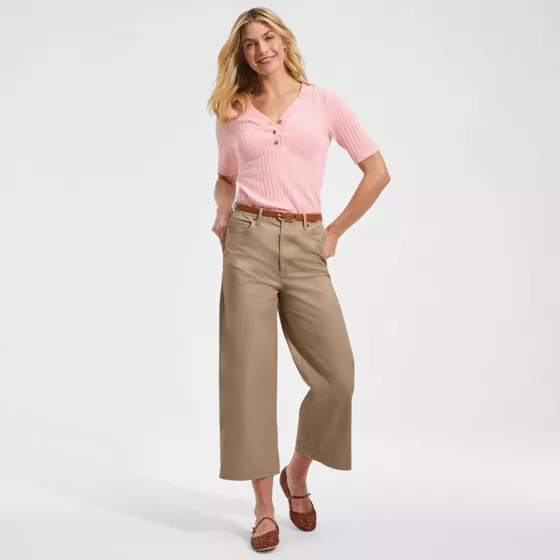 Women's Knockabout Chino High Rise 5 Pocket Wide Leg Crop Pants - primary