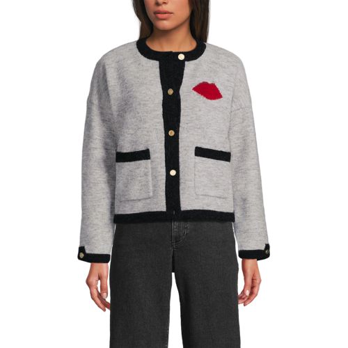  Lands' End Lands' End Lulu Guinness Strickblazer, Damen, Größe:32-34 Petite, Grau, Polyester/nylon/polyester-mischung, By Lands' End 