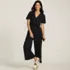 Women's Cotton Modal Tie Waist V Neck Jumpsuit, alternative image