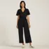 Women's Cotton Modal Tie Waist V Neck Jumpsuit, Front