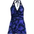 Womens V-Neck Halter Mini Swim Dress, Front