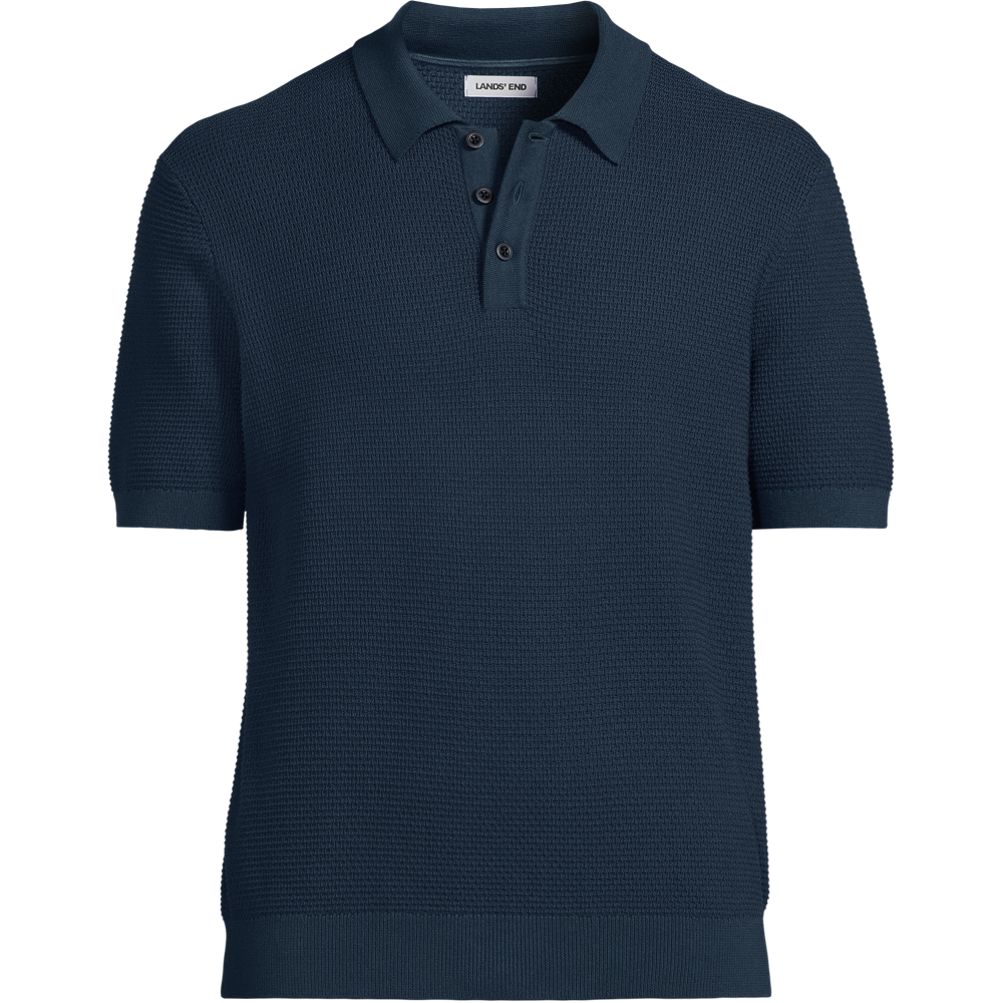 Men's Short Sleeve Fine Gauge Sweater Polo | Lands' End