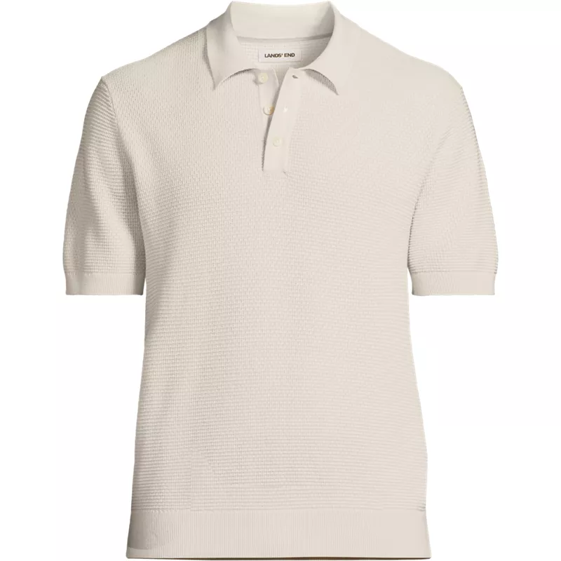 Men's Short Sleeve Fine Gauge Sweater Polo, Front