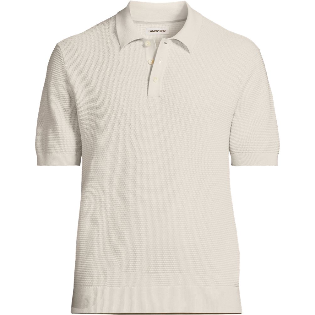 Men's Short Sleeve Fine Gauge Sweater Polo | Lands' End