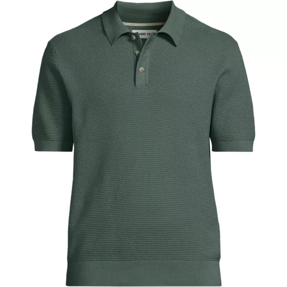 Men's Short Sleeve Fine Gauge Sweater Polo - primary