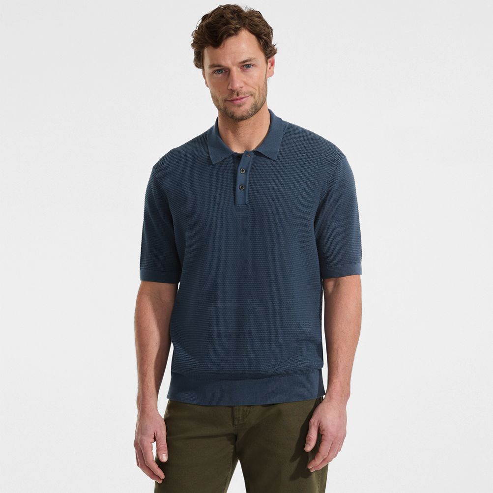 トップス second layer 23ss s/s open knit polo Men's Beige Supima Cotton & Cashmere Polo BFQ4314-08 - Men's Polo