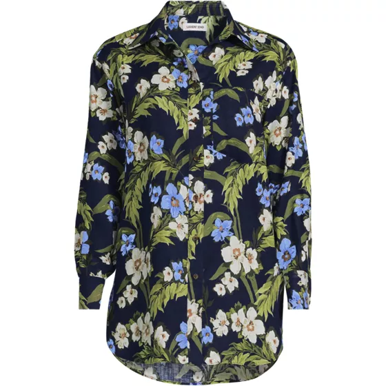 Women's Linen Oversized Button Front Shirt - primary