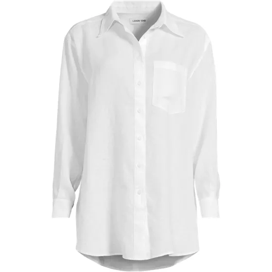 Women's Linen Oversized Button Front Shirt - primary