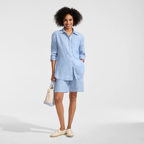 Women's Linen Oversized Button Front Shirt - image 4