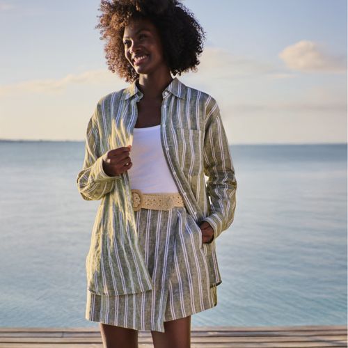 Women's Linen High Rise Pleated Barrel Leg Pants