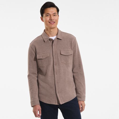 Long Sleeve Bedford Utility Overshirt, Men, size: M, regular, Brown, Cotton-blend/Poly-blend, by Lands' End