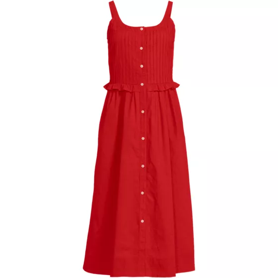 Women's Plus Size Linen Blend Pintuck Tank Midi Dress - primary
