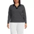 Women's Plus Size Long Sleeve Mariner Johnny Collar Polo, Front
