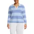 Women's Plus Size Long Sleeve Mariner Johnny Collar Polo, Front
