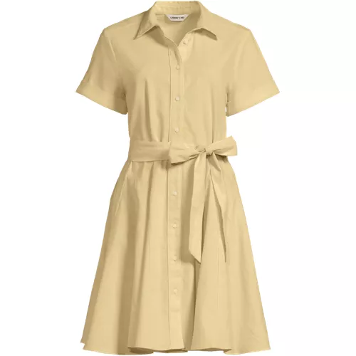 Women's Linen Blend Button Front Dress with Godets, Front