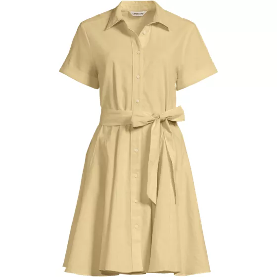 Women's Plus Size Linen Blend Button Front Dress with Godets - primary