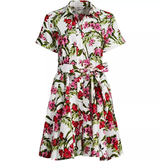 Women's Plus Size Linen Blend Button Front Dress with Godets - primary