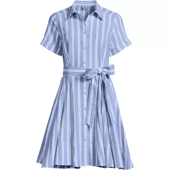 Women's Linen Blend Button Front Dress with Godets - primary