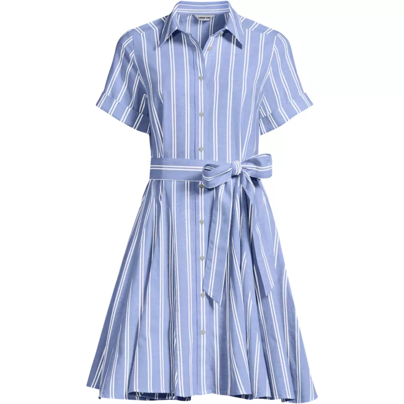 Women's Linen Blend Button Front Dress with Godets, Front