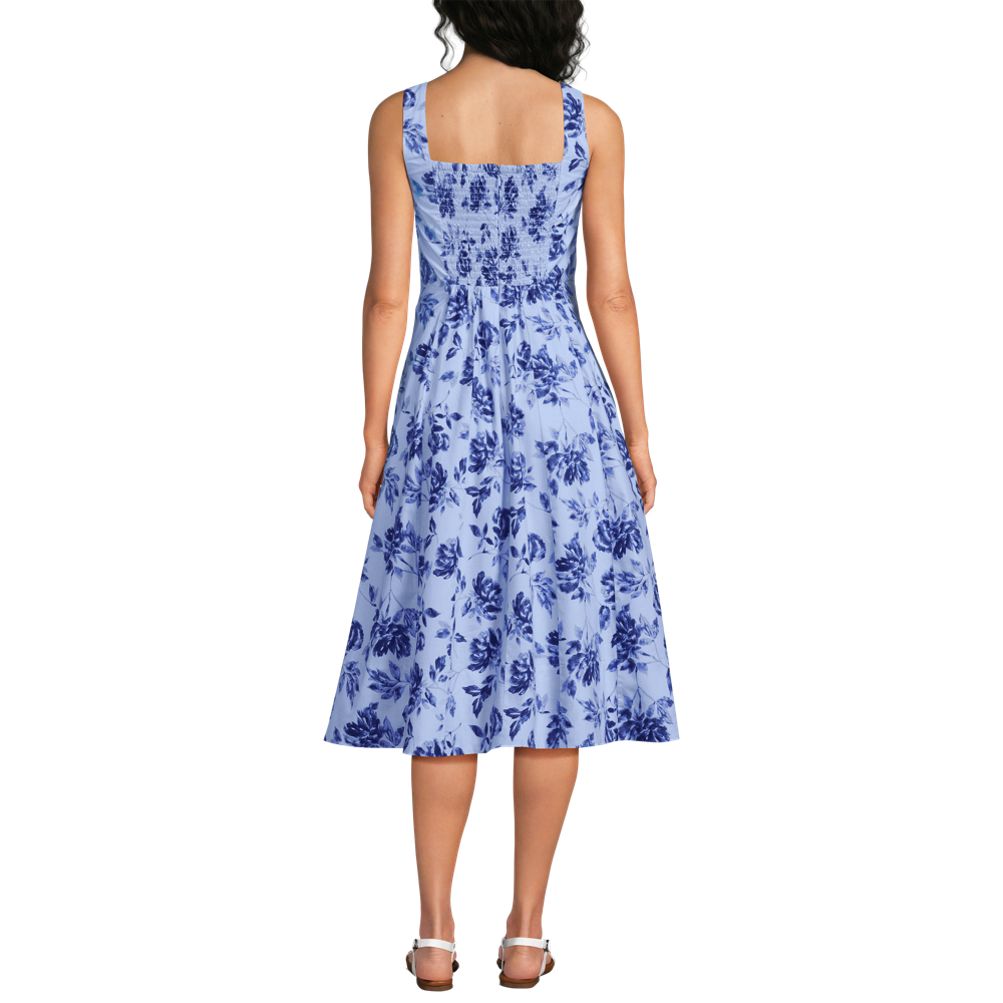 Women's Princess Seamed Cotton Poplin Midi Dress | Lands' End