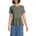 Women's Short Sleeve Lightweight Jersey Crew Neck Peplum Tee, Front