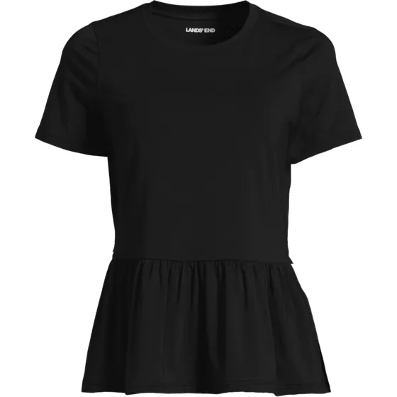 Women's Short Sleeve Lightweight Jersey Crew Neck Peplum Tee - primary