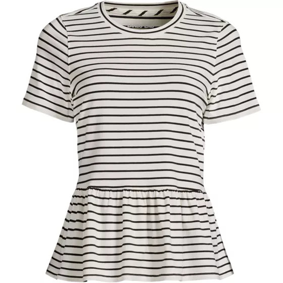 Women's Plus Size Short Sleeve Lightweight Jersey Crew Neck Peplum Tee - primary