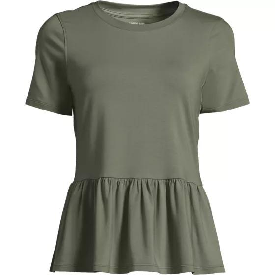 Women's Plus Size Short Sleeve Lightweight Jersey Crew Neck Peplum Tee - primary