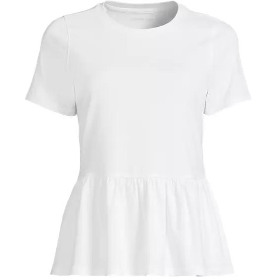 Women's Short Sleeve Lightweight Jersey Crew Neck Peplum Tee - primary