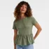 Women's Short Sleeve Lightweight Jersey Crew Neck Peplum Tee, alternative image