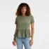 Women's Short Sleeve Lightweight Jersey Crew Neck Peplum Tee, Front