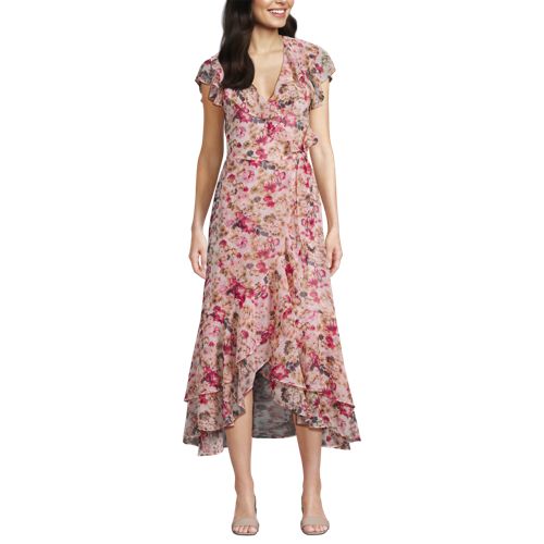 Women's Chiffon Flutter Sleeve V-Neck Wrap Maxi Dress - image 5