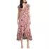 Women's Chiffon Flutter Sleeve V-Neck Wrap Maxi Dress, Front